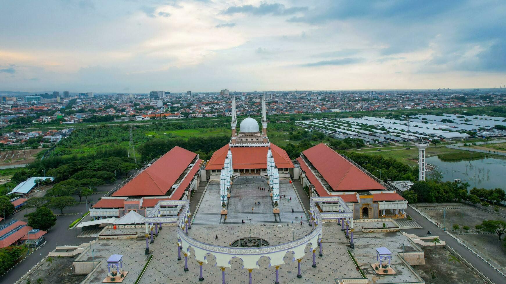 Aerial view of Great Mosque in Central Java. It is the largest mosque in Southeast Asia. Semarang - Indonesia. December 6, 2021 photo