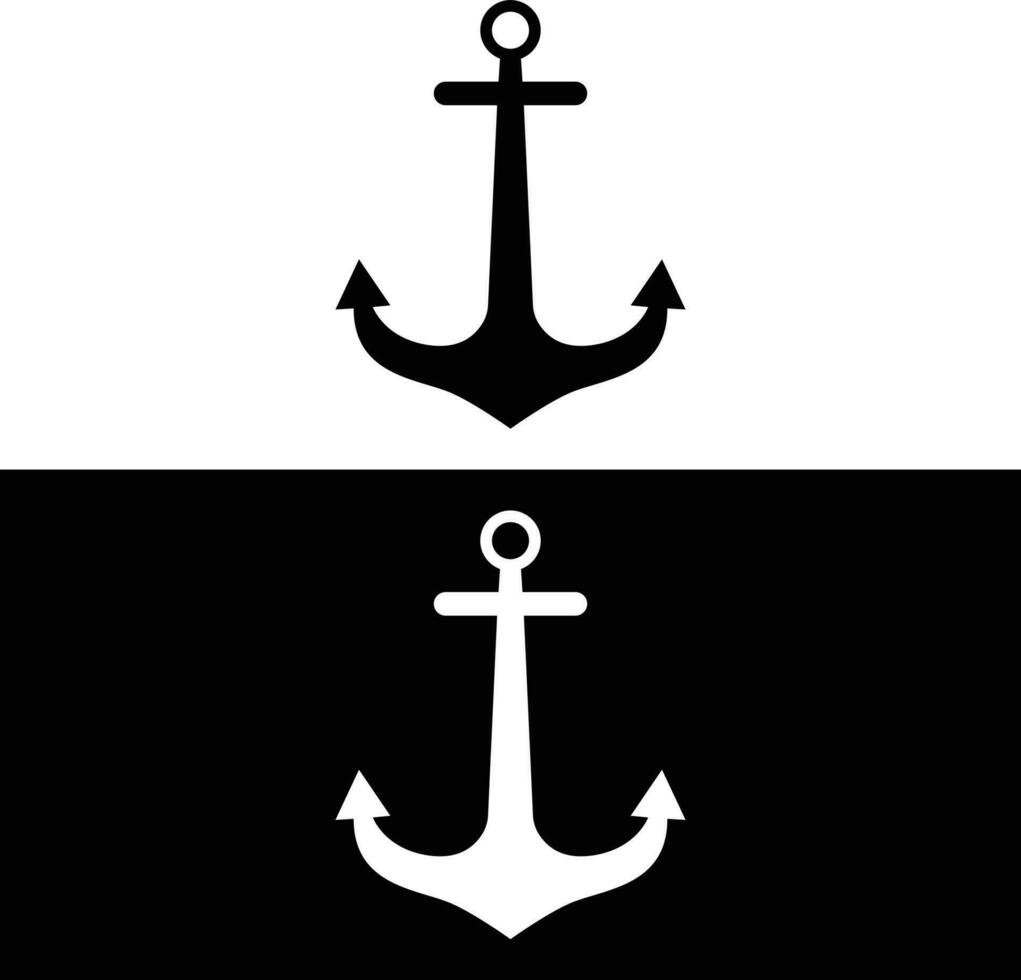 black and white anchor silhouette vector illustration design