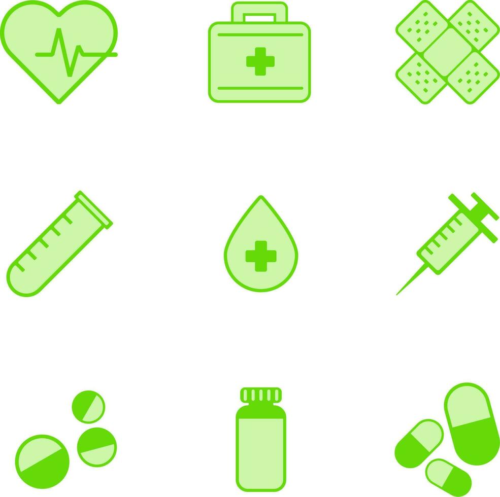 Medical icon set vector illustration. Medical icon for design about medicine and first aid. Medical graphic resources for hospital, pharmacy, laboratory and clinic. Vector pack of first aid symbol set