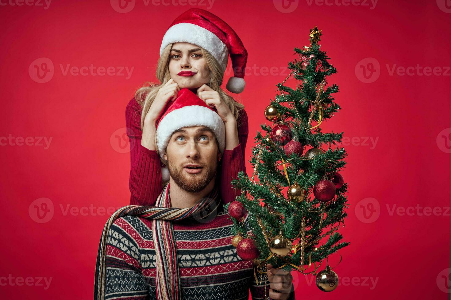 cheerful young couple christmas holiday together lifestyle photo