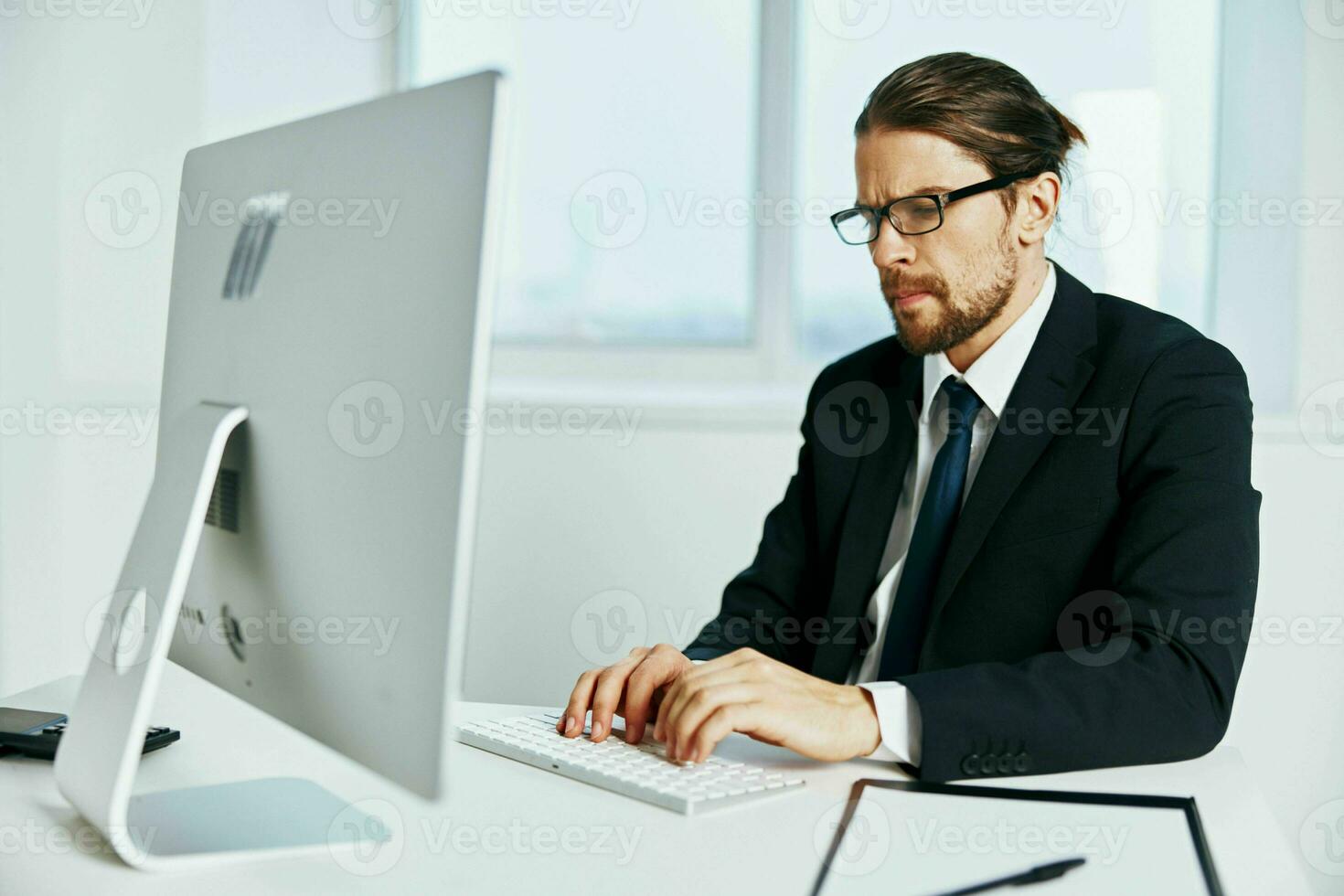 businessman in a suit office work phone Lifestyle photo