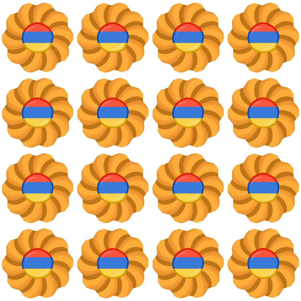 Pattern cookie with flag country Armenia in tasty biscuit vector