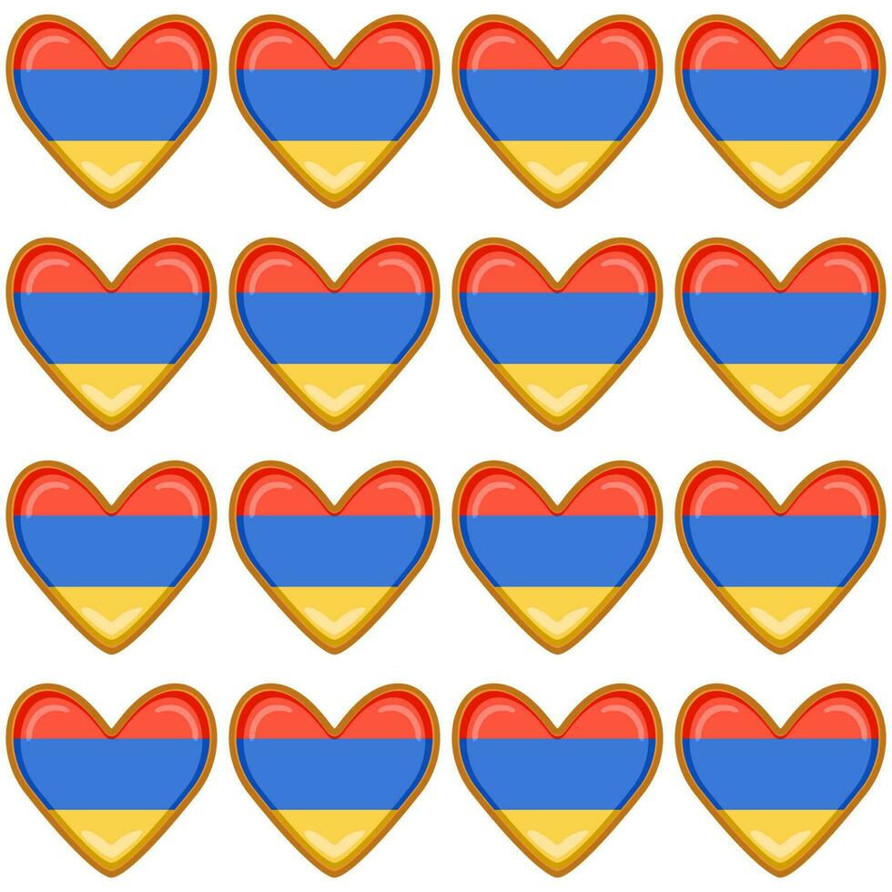 Pattern cookie with flag country Armenia in tasty biscuit vector