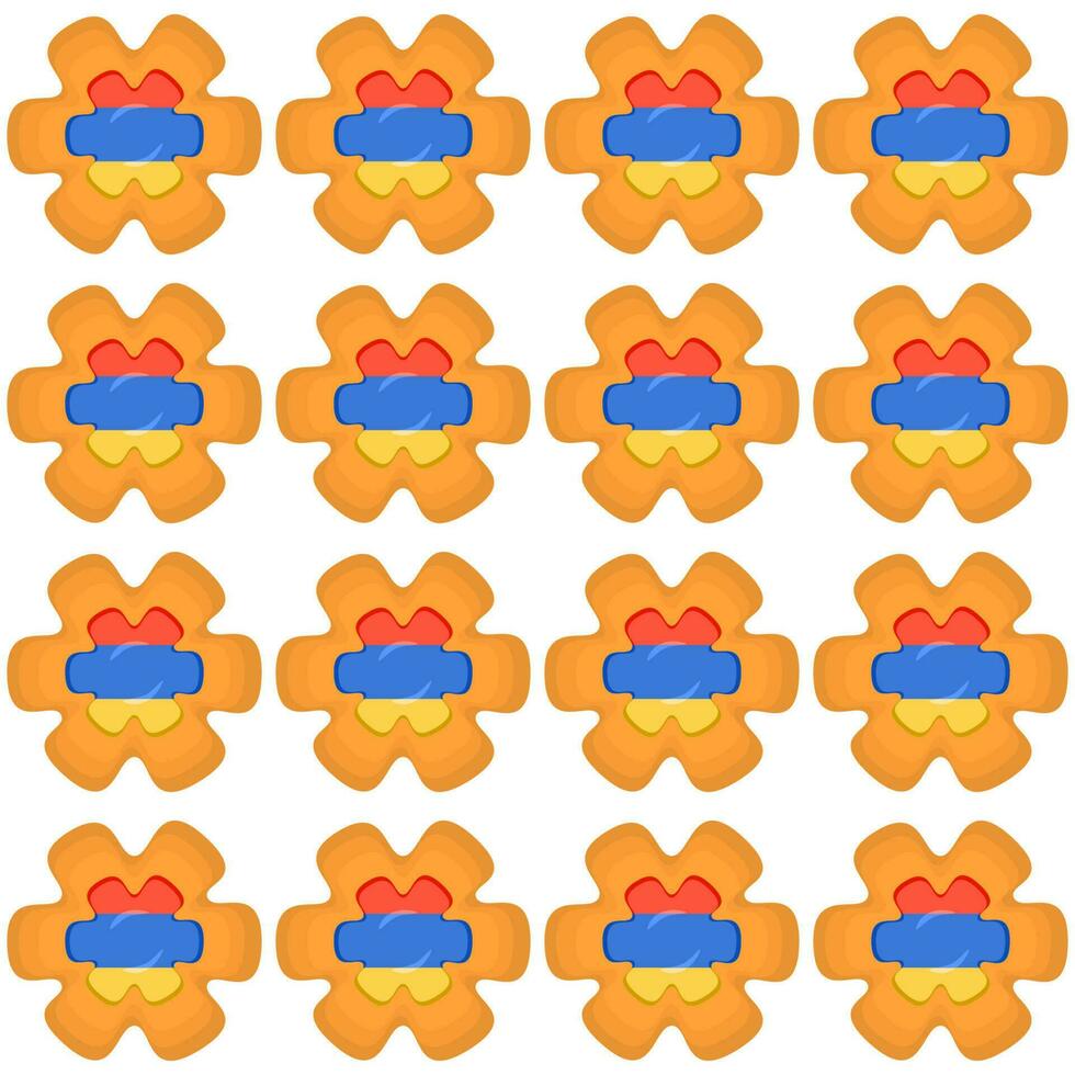 Pattern cookie with flag country Armenia in tasty biscuit vector