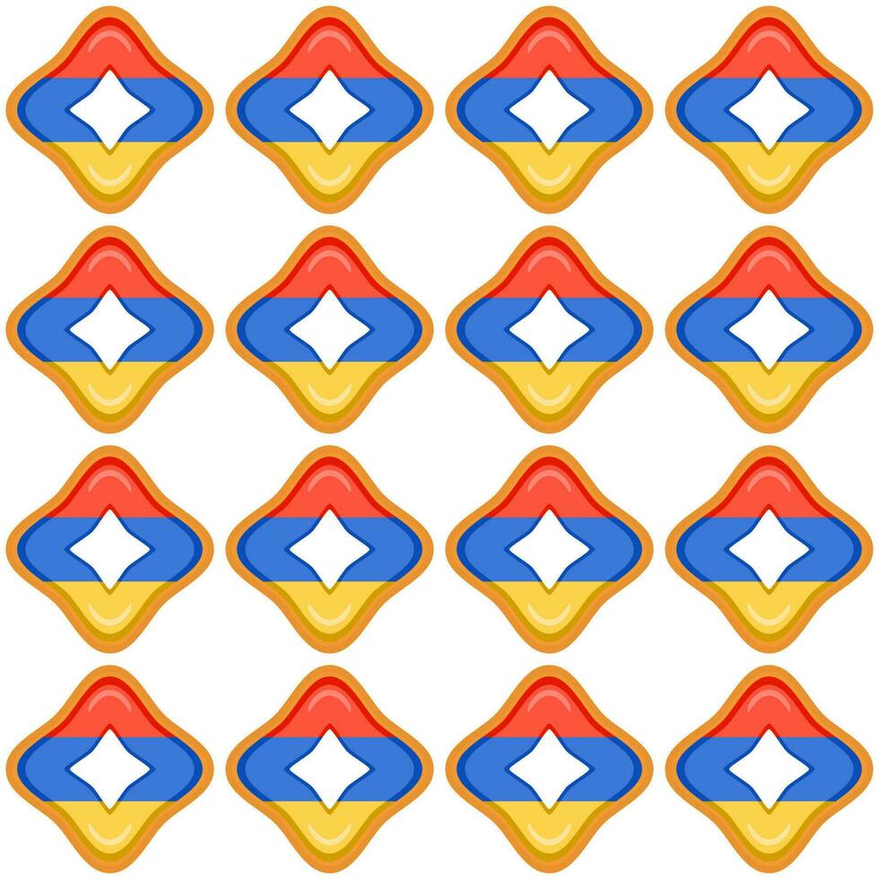 Pattern cookie with flag country Armenia in tasty biscuit vector