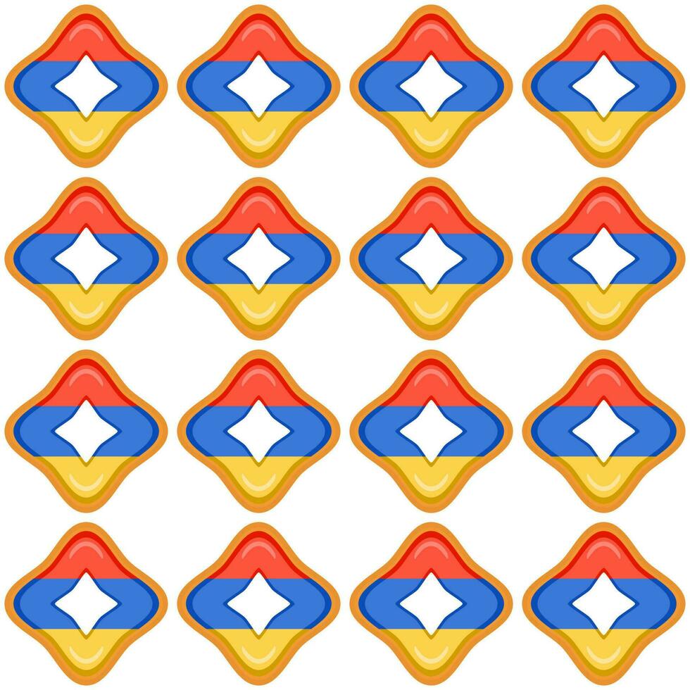 Pattern cookie with flag country Armenia in tasty biscuit vector