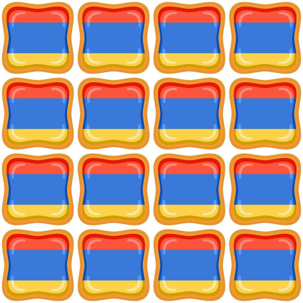 Pattern cookie with flag country Armenia in tasty biscuit vector