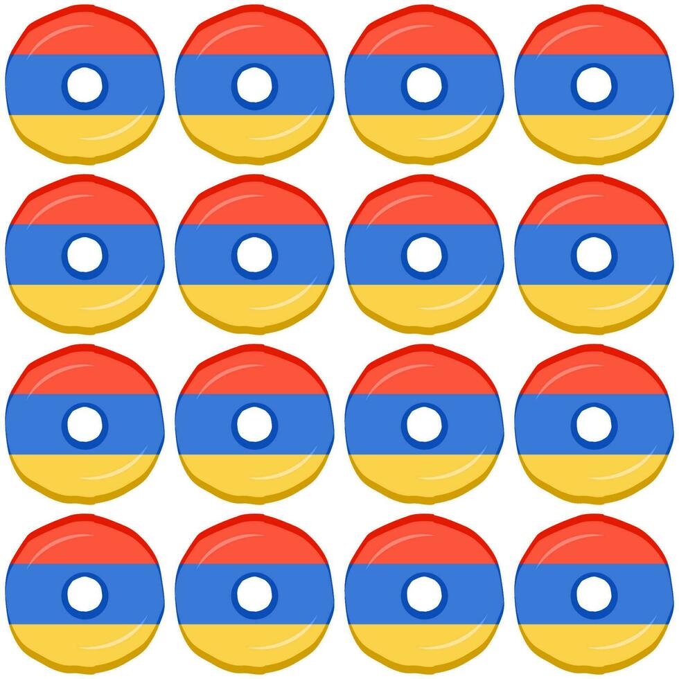 Pattern cookie with flag country Armenia in tasty biscuit vector