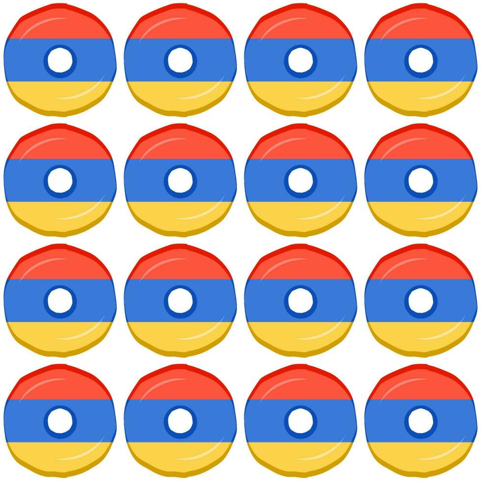 Pattern cookie with flag country Armenia in tasty biscuit vector