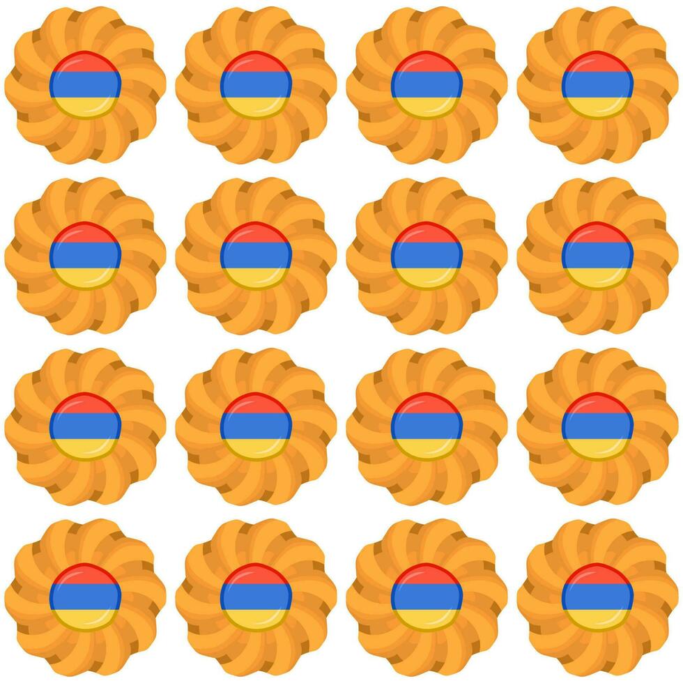 Pattern cookie with flag country Armenia in tasty biscuit vector