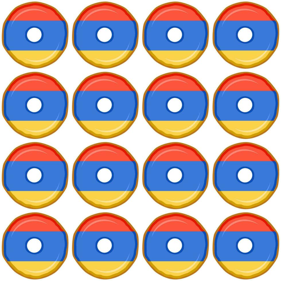 Pattern cookie with flag country Armenia in tasty biscuit vector