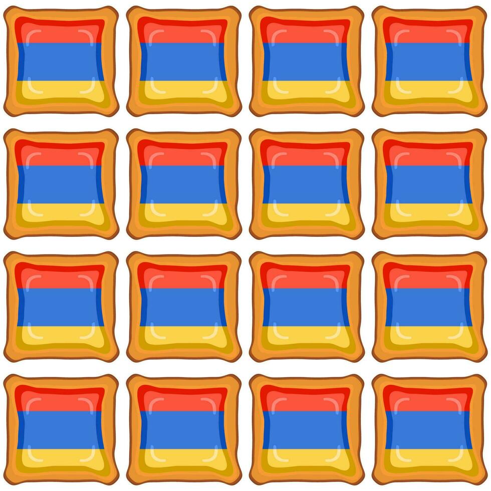 Pattern cookie with flag country Armenia in tasty biscuit vector