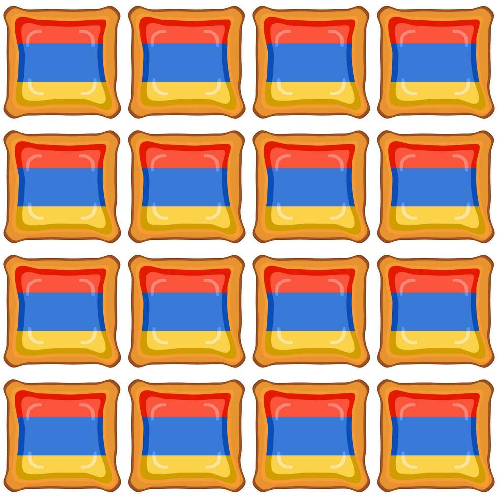 Pattern cookie with flag country Armenia in tasty biscuit vector