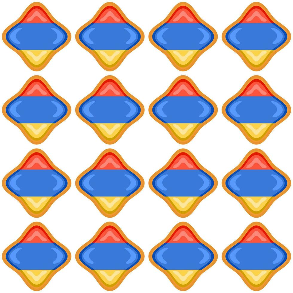 Pattern cookie with flag country Armenia in tasty biscuit vector