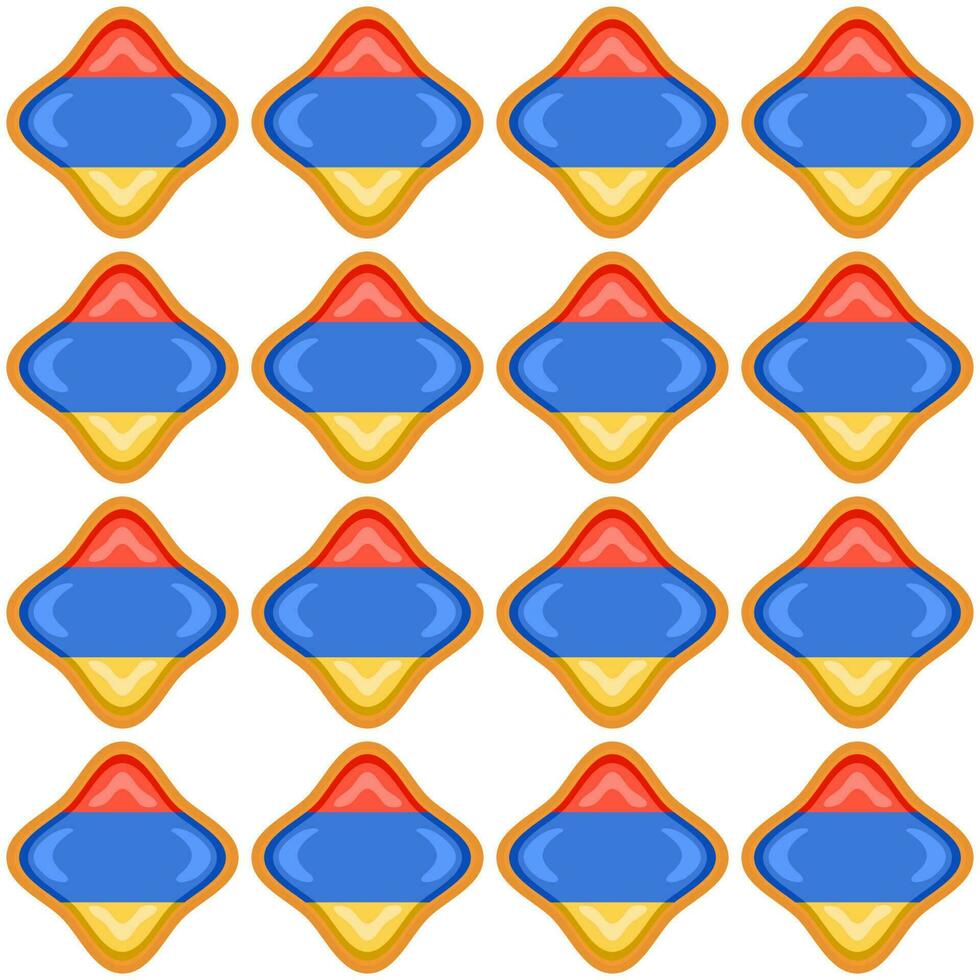 Pattern cookie with flag country Armenia in tasty biscuit vector