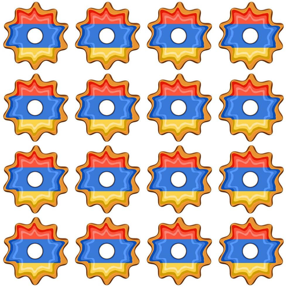 Pattern cookie with flag country Armenia in tasty biscuit vector