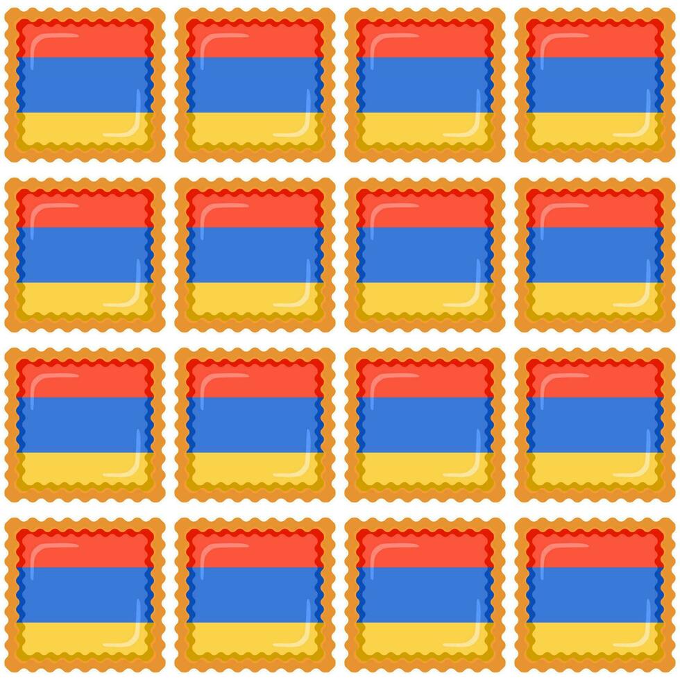 Pattern cookie with flag country Armenia in tasty biscuit vector
