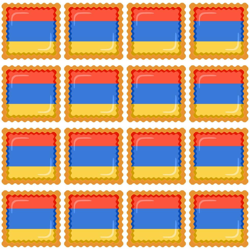 Pattern cookie with flag country Armenia in tasty biscuit vector