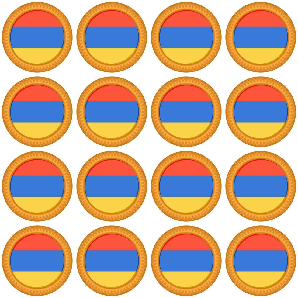 Pattern cookie with flag country Armenia in tasty biscuit vector