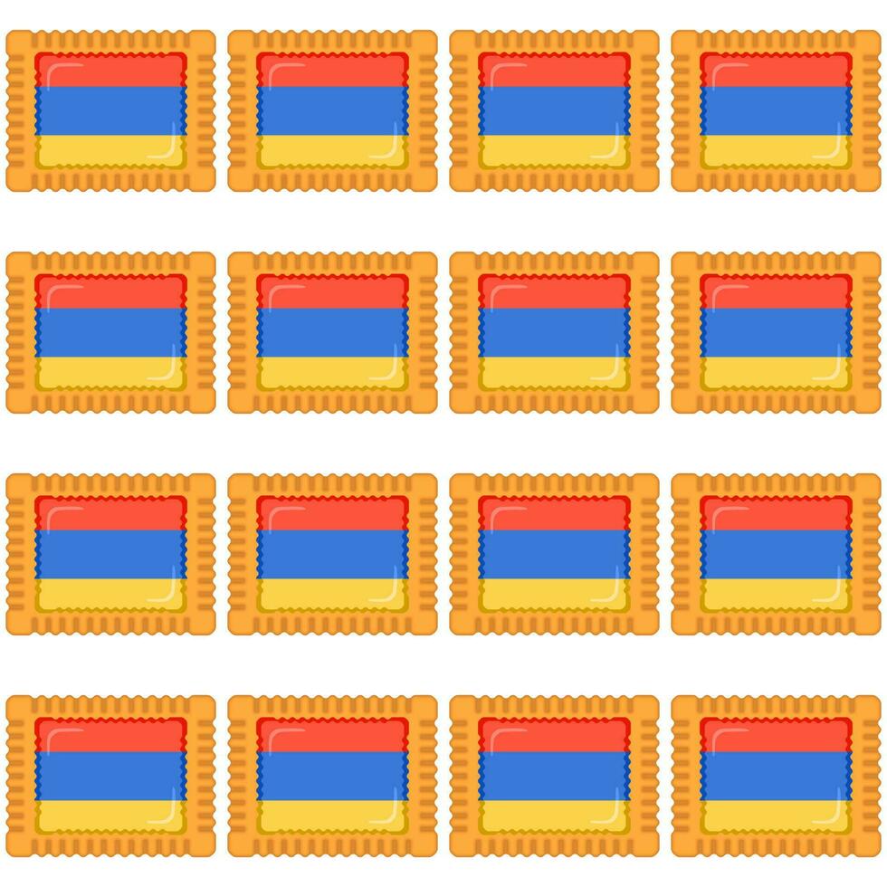 Pattern cookie with flag country Armenia in tasty biscuit vector