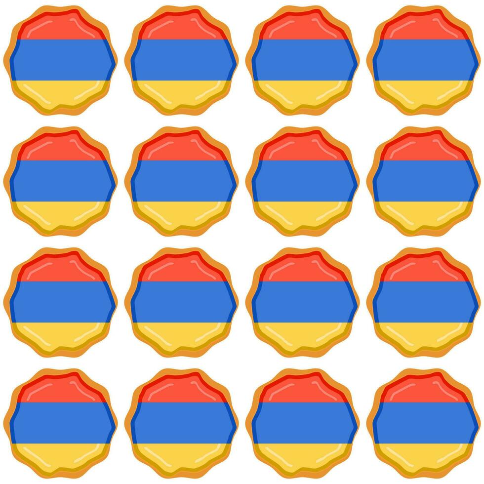 Pattern cookie with flag country Armenia in tasty biscuit vector