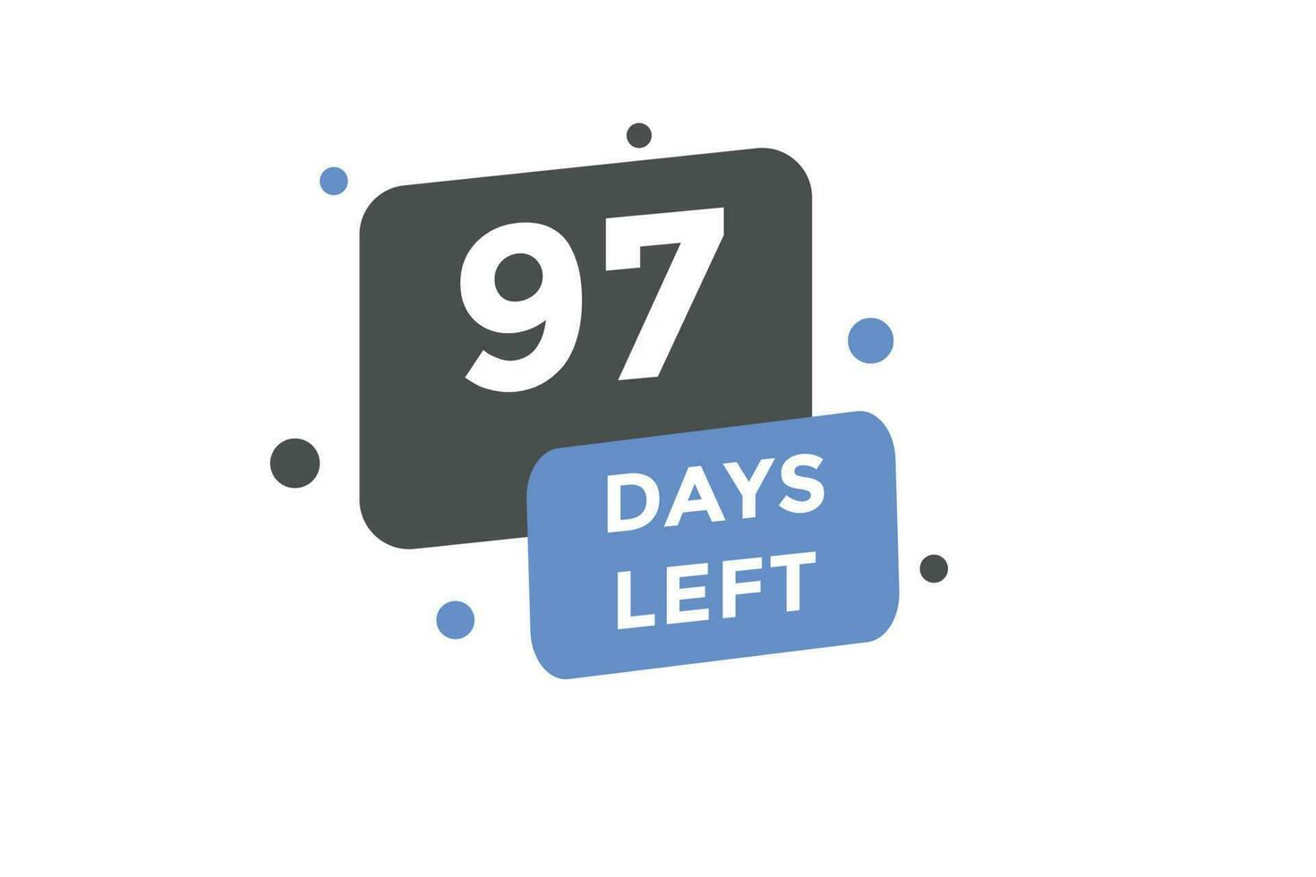 97 days Left countdown template. 97 day Countdown left banner label button eps 10 vector