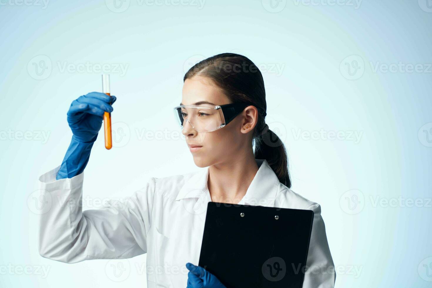 female doctor laboratory science biotechnology research photo
