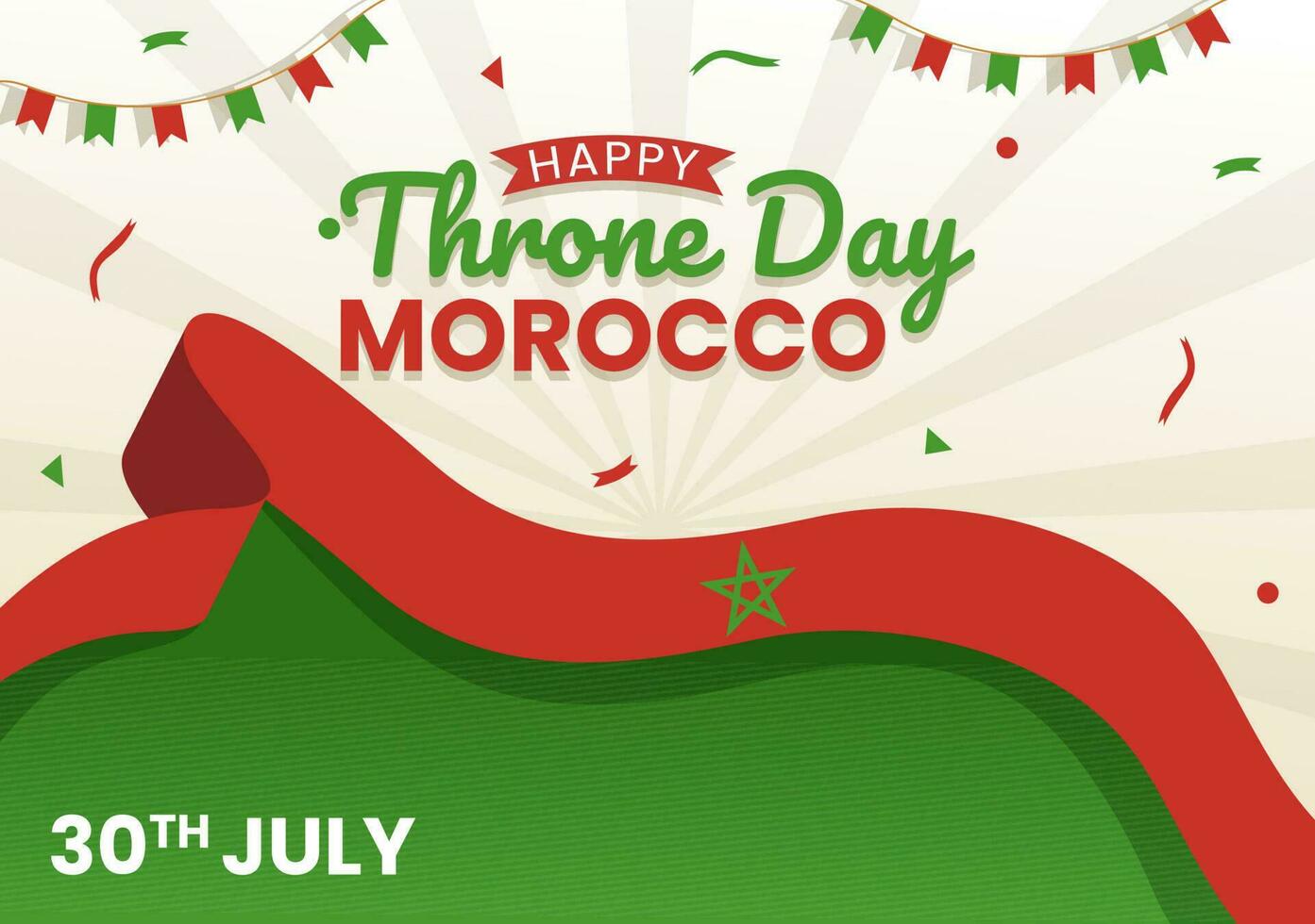 Happy Morocco Throne Day Vector Illustration with Waving Flag in Celebration National Holiday on July 30 Cartoon Hand Drawn Landing Page Templates