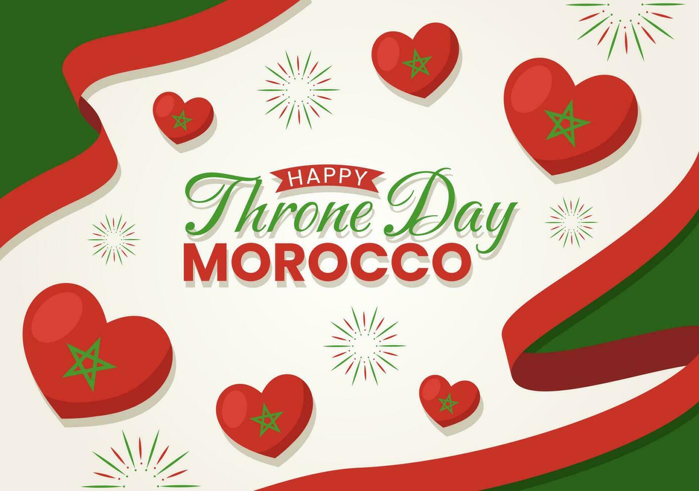 Happy Morocco Throne Day Vector Illustration with Waving Flag in Celebration National Holiday on July 30 Cartoon Hand Drawn Landing Page Templates