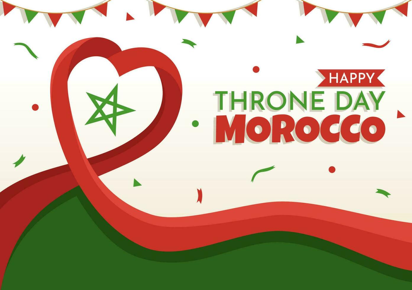 Happy Morocco Throne Day Vector Illustration with Waving Flag in Celebration National Holiday on July 30 Cartoon Hand Drawn Landing Page Templates