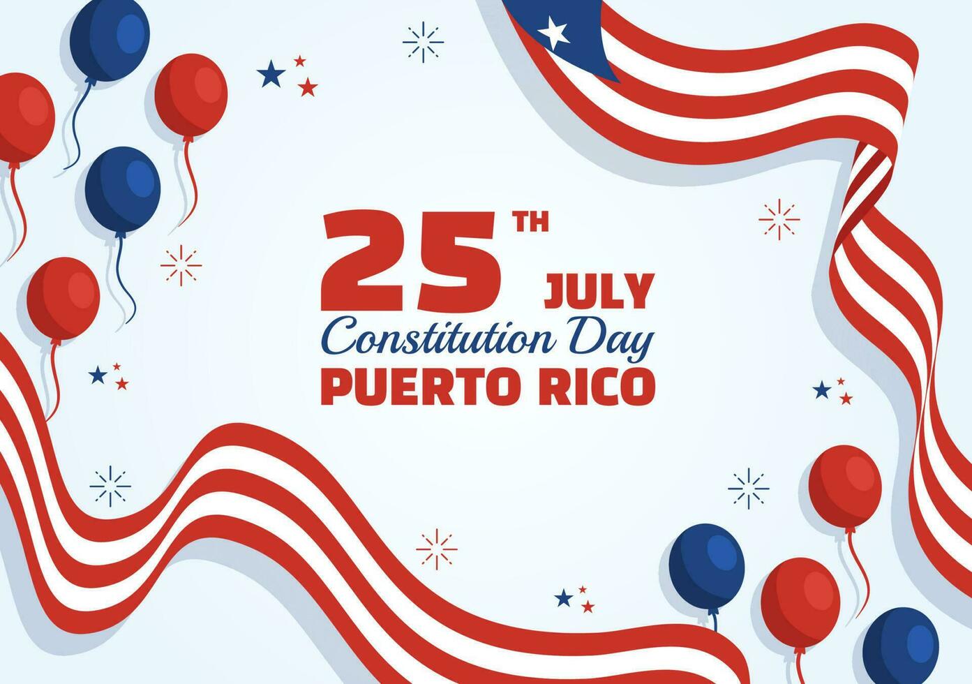 Happy Puerto Rico Constitution Day Vector Illustration with Waving Flag in Flat Cartoon Hand Drawn for Landing Page Background Templates