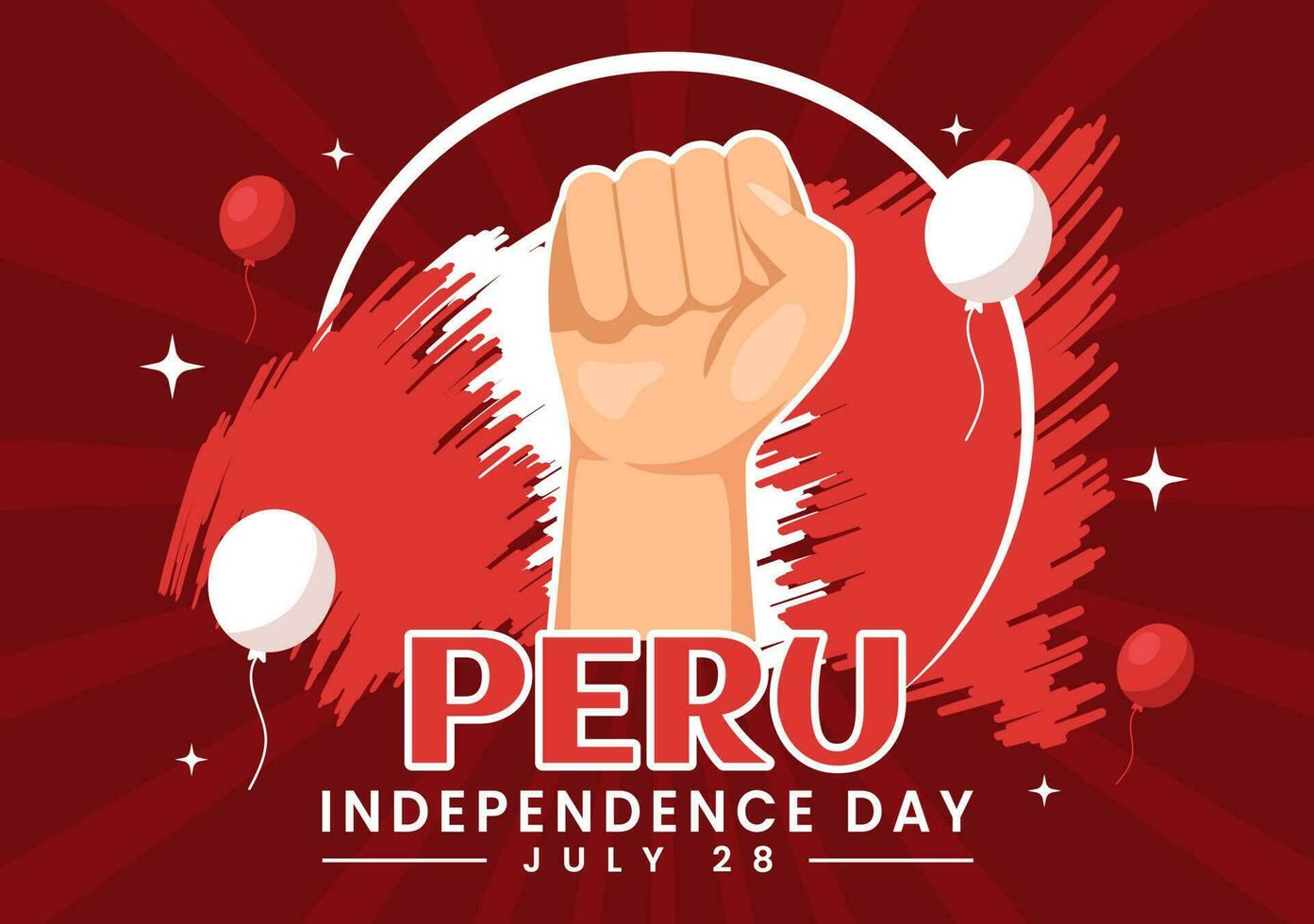 Peru Independence Day Vector Illustration on july 28 with Waving Flag in National Holiday Flat Cartoon Hand Drawn Landing Page Background Templates