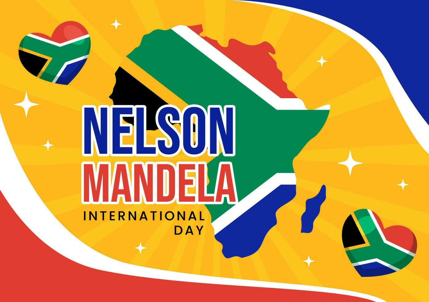 Happy Nelson Mandela International Day Vector Illustration on 18 July with South Africa Flag in Flat Cartoon Hand Drawn Landing Page Templates