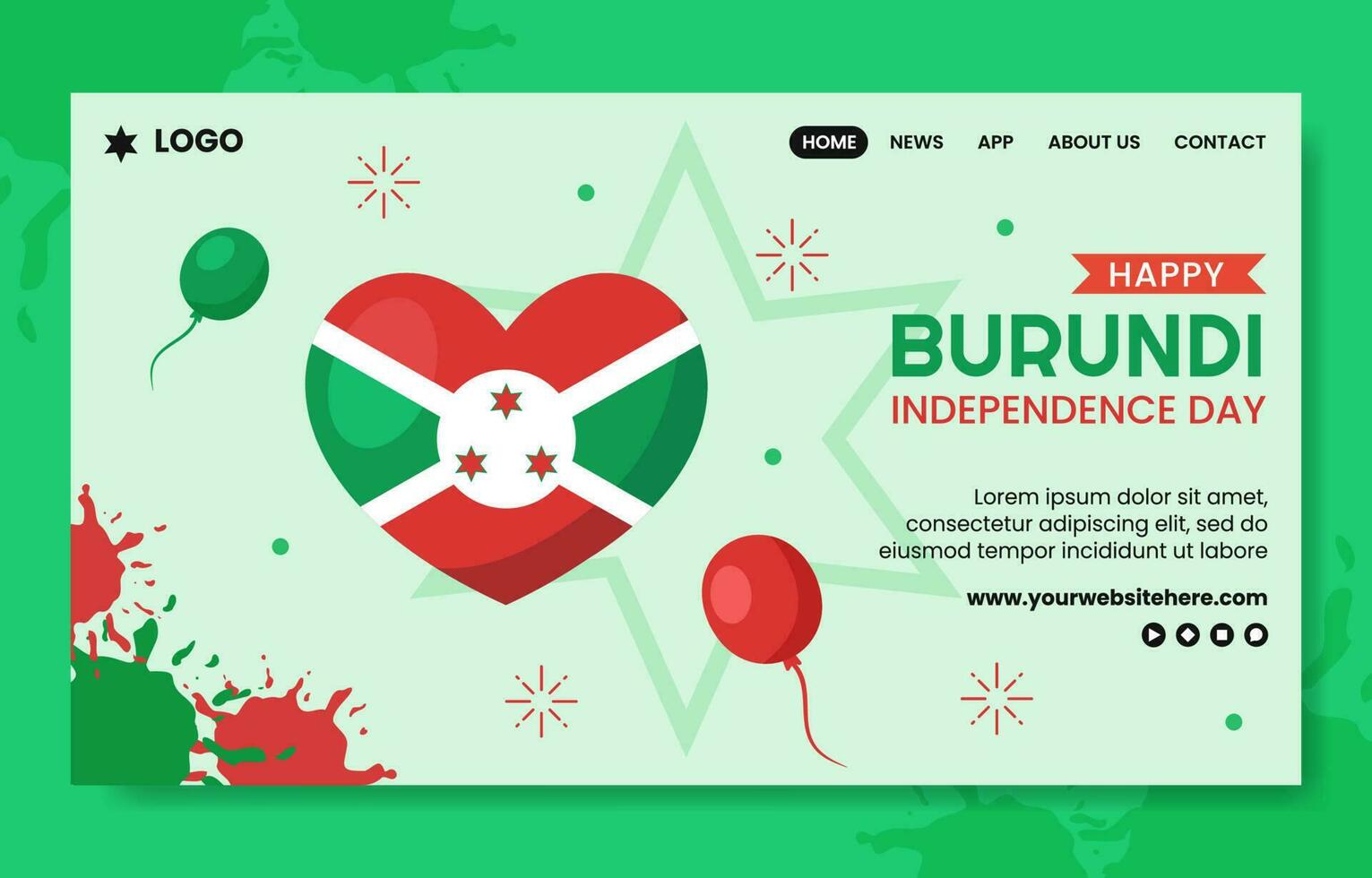 Burundi Independence Day Social Media Landing Page Flat Cartoon Hand Drawn Template Illustration vector