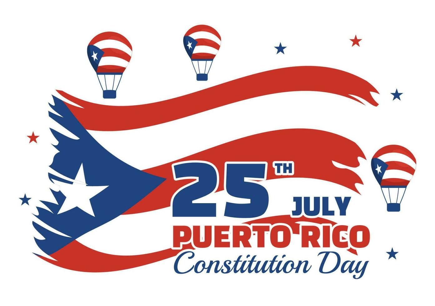 Happy Puerto Rico Constitution Day Vector Illustration with Waving Flag