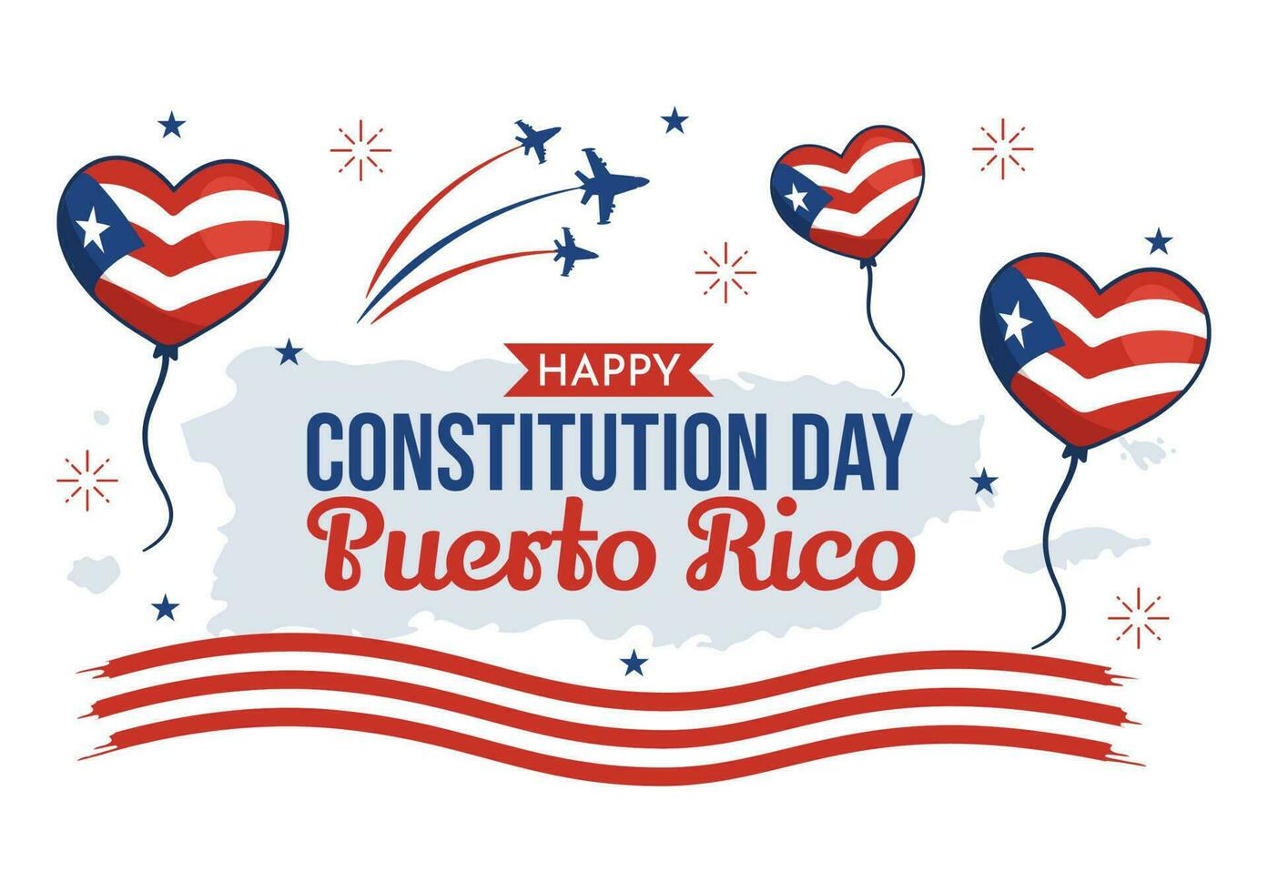 contento puerto rico constitución día vector ilustración con ondulación bandera en plano dibujos animados mano dibujado para aterrizaje página antecedentes plantillas