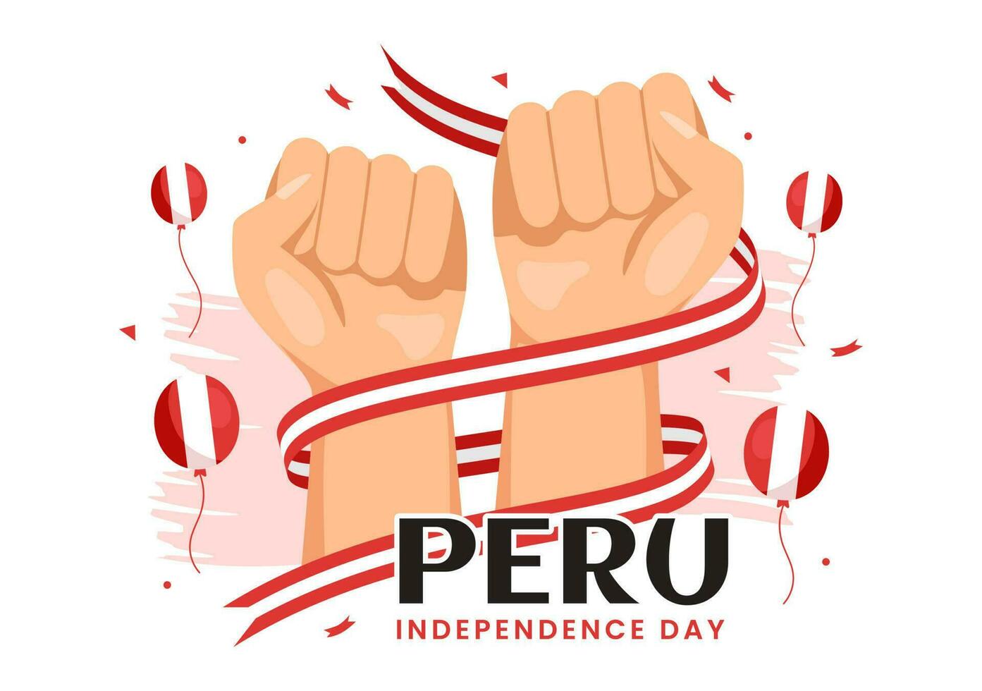 Peru Independence Day Vector Illustration on july 28 with Waving Flag in National Holiday Flat Cartoon Hand Drawn Landing Page Background Templates