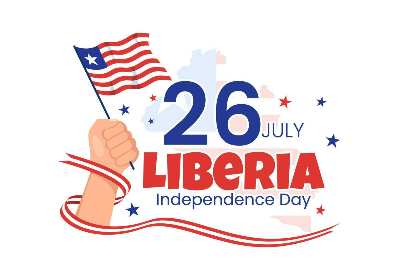 contento Liberia independencia día vector ilustración con ondulación bandera en nacional fiesta en julio 26 plano dibujos animados mano dibujado aterrizaje página plantillas