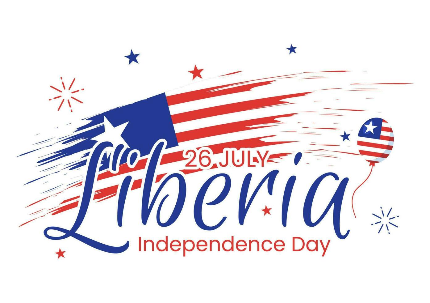 Happy Liberia Independence Day Vector Illustration with Waving flag in National Holiday on July 26 Flat Cartoon Hand Drawn Landing Page Templates