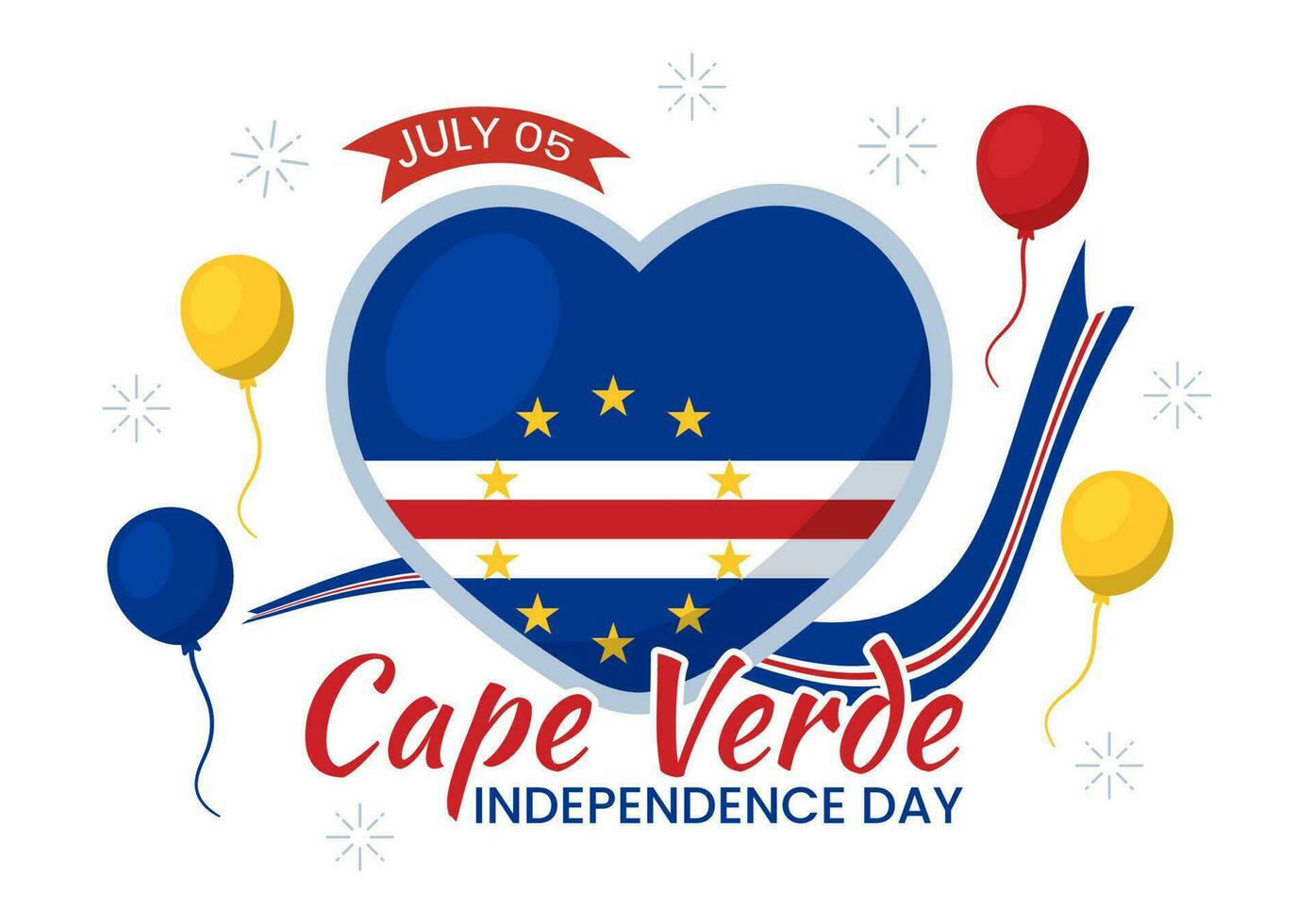 Happy Cape Verde Independence Day Vector Illustration with Waving Flag in Happy Holiday on July 5 Flat Cartoon Hand Drawn Landing Page Templates