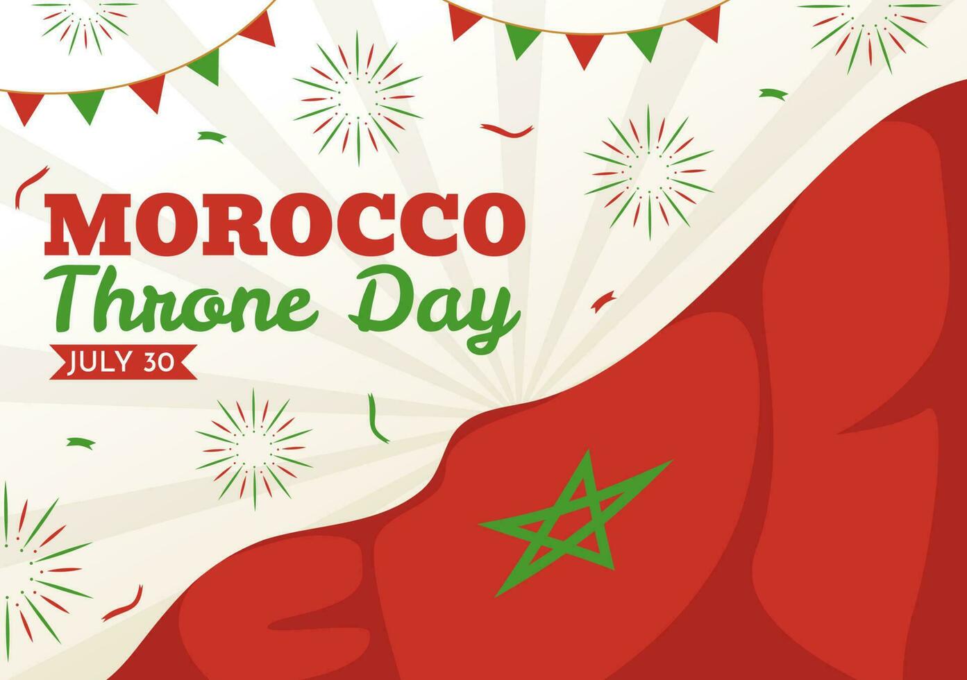 Happy Morocco Throne Day Vector Illustration with Waving Flag in Celebration National Holiday on July 30 Cartoon Hand Drawn Landing Page Templates