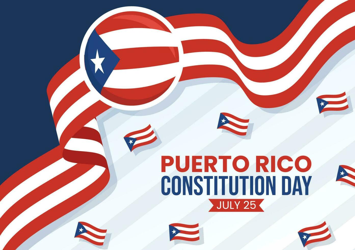Happy Puerto Rico Constitution Day Vector Illustration with Waving Flag