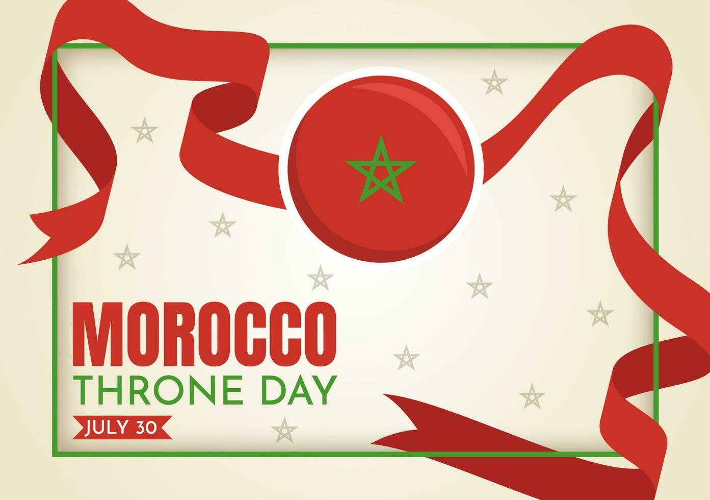 Happy Morocco Throne Day Vector Illustration with Waving Flag in Celebration National Holiday on July 30 Cartoon Hand Drawn Landing Page Templates