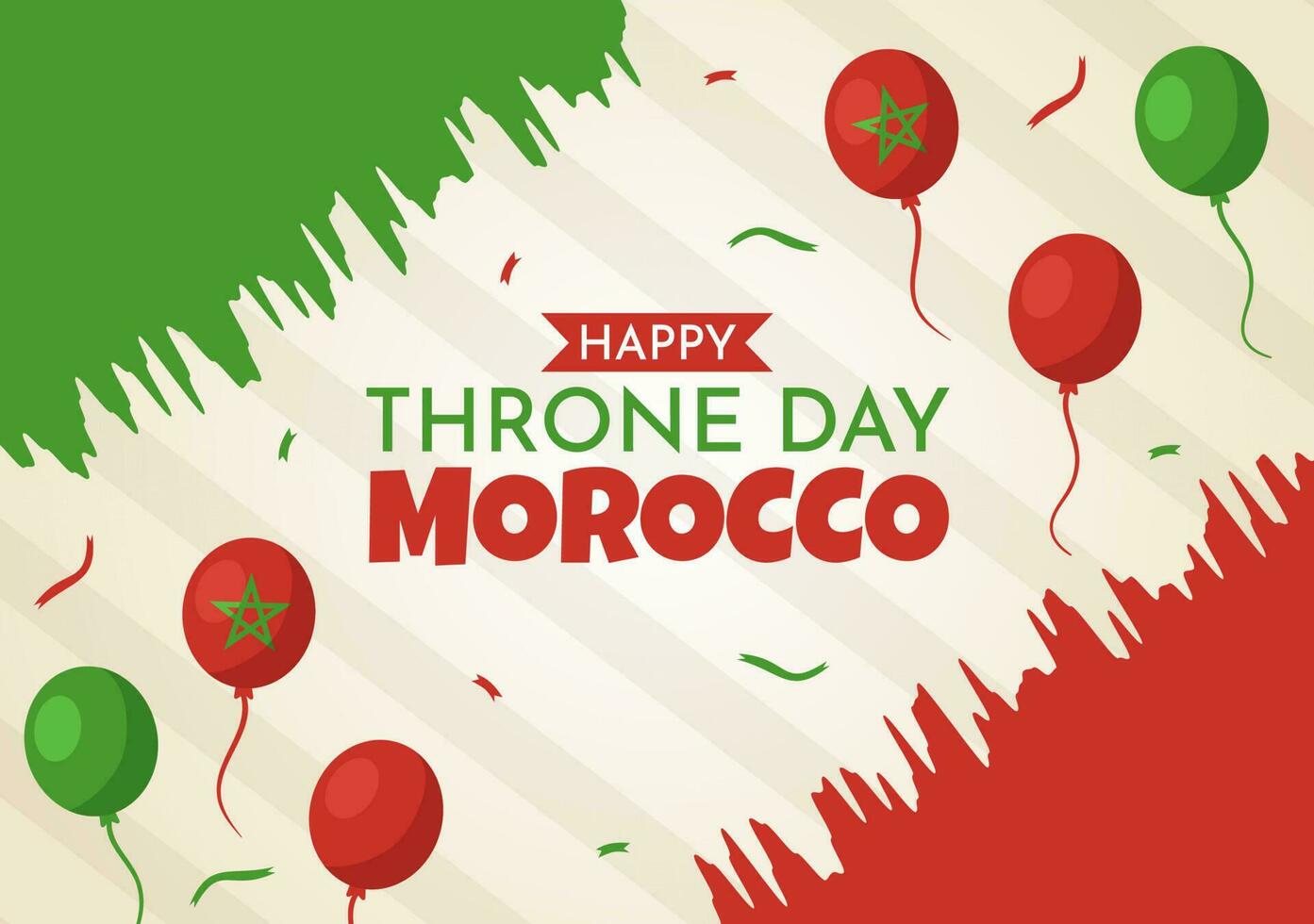 Happy Morocco Throne Day Vector Illustration with Waving Flag in Celebration National Holiday on July 30 Cartoon Hand Drawn Landing Page Templates