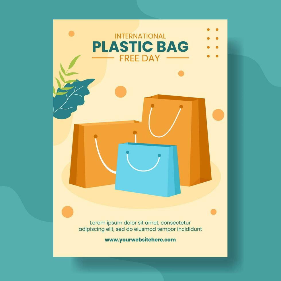 internacional el plastico bolso gratis día vertical póster plano dibujos animados mano dibujado plantillas antecedentes ilustración vector