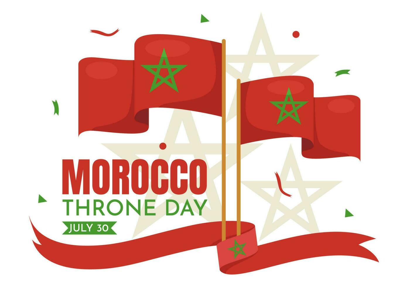 Happy Morocco Throne Day Vector Illustration with Waving Flag in Celebration National Holiday on July 30 Cartoon Hand Drawn Landing Page Templates