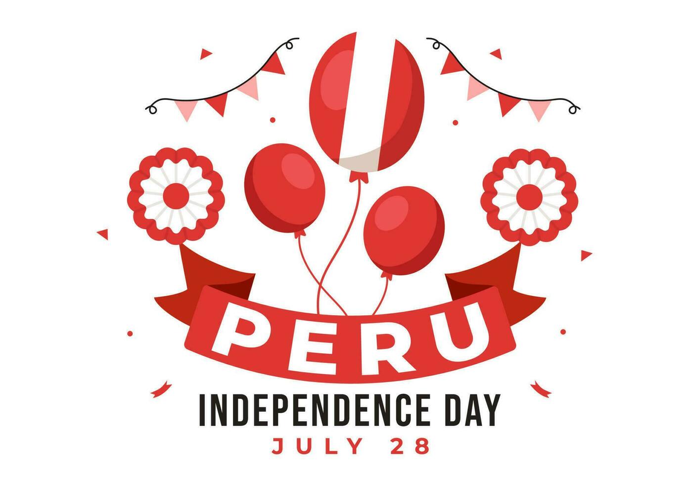 Peru Independence Day Vector Illustration on july 28 with Waving Flag in National Holiday Flat Cartoon Hand Drawn Landing Page Background Templates