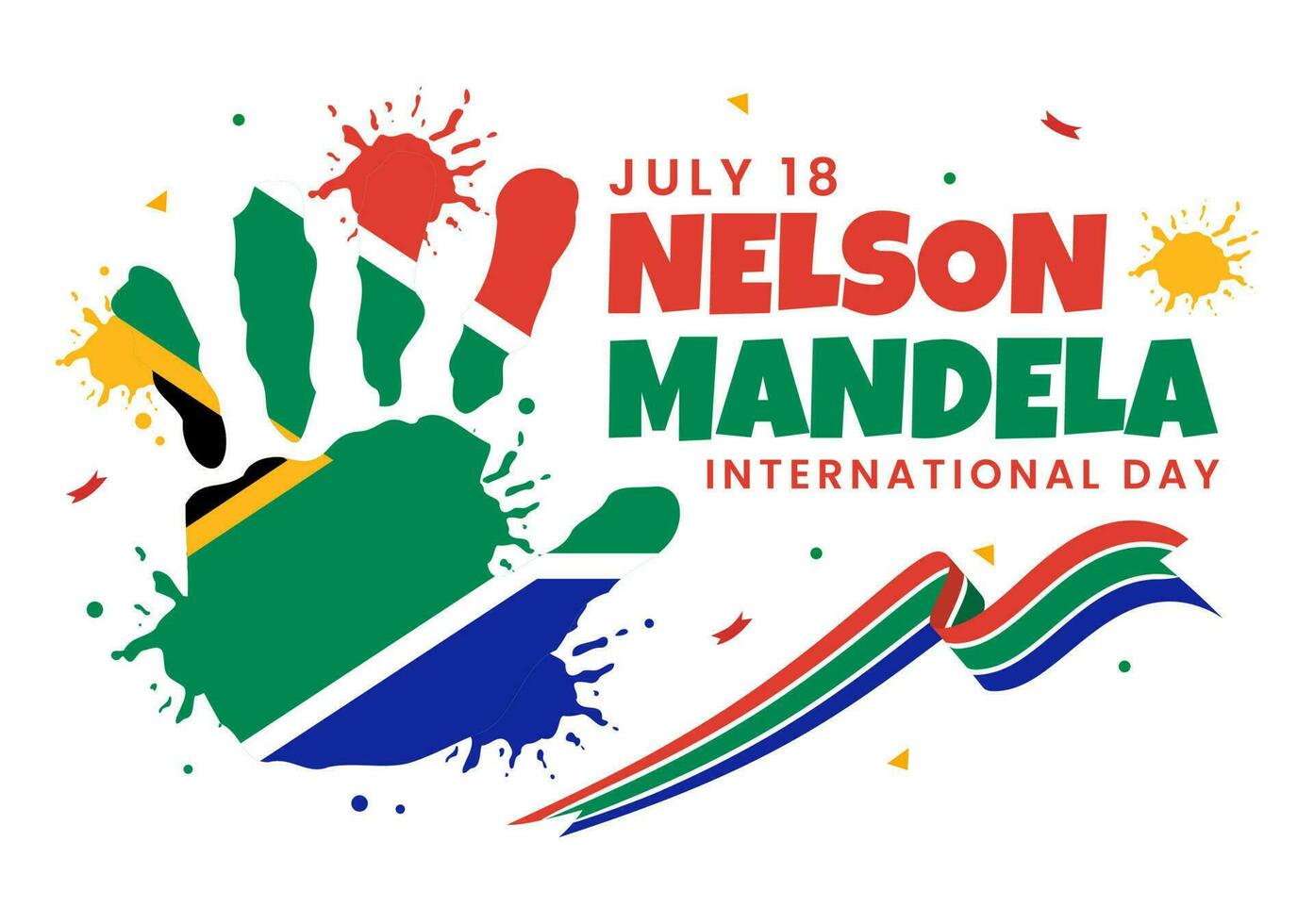 Happy Nelson Mandela International Day Vector Illustration on 18 July with South Africa Flag in Flat Cartoon Hand Drawn Landing Page Templates