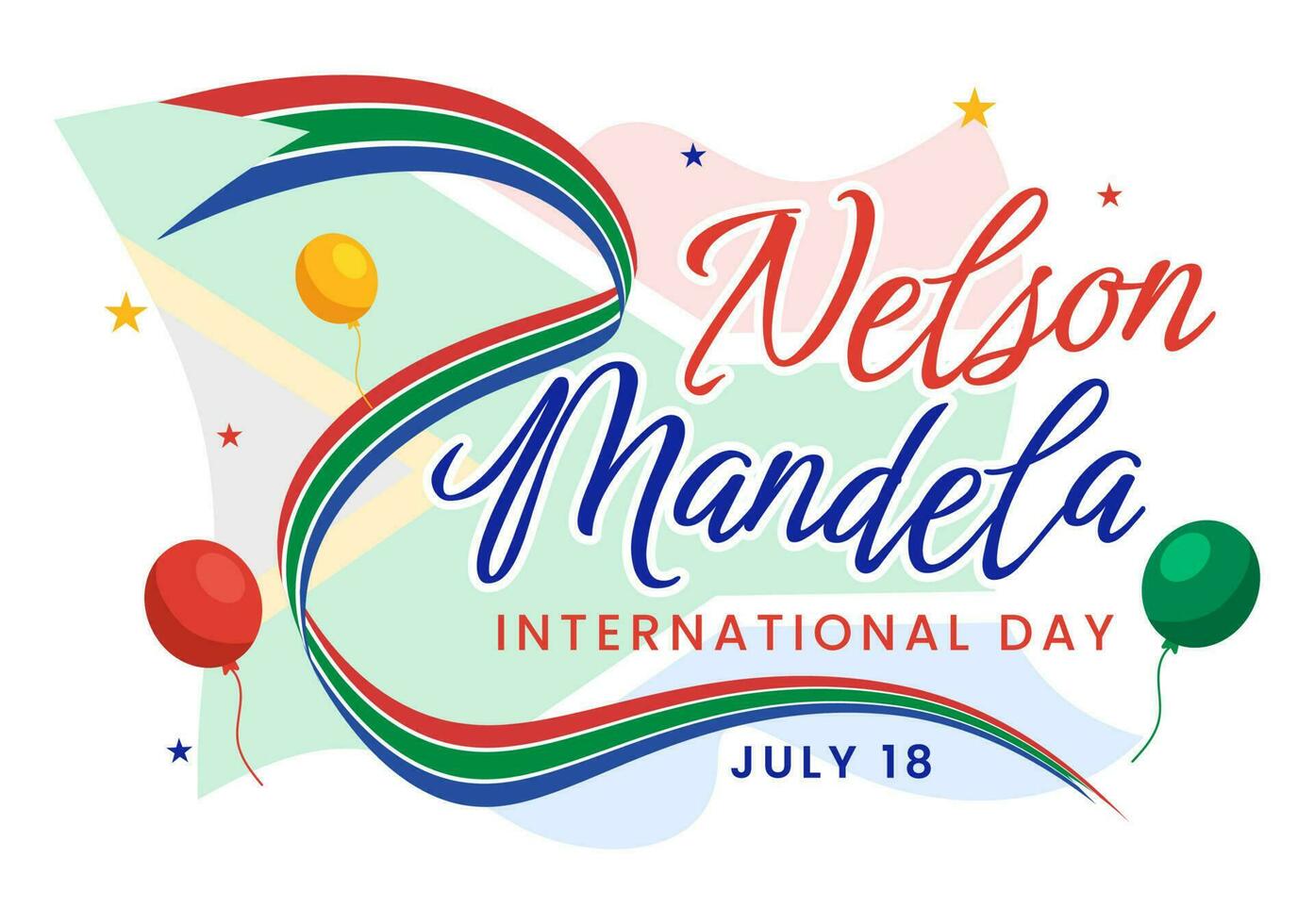 Happy Nelson Mandela International Day Vector Illustration on 18 July with South Africa Flag in Flat Cartoon Hand Drawn Landing Page Templates