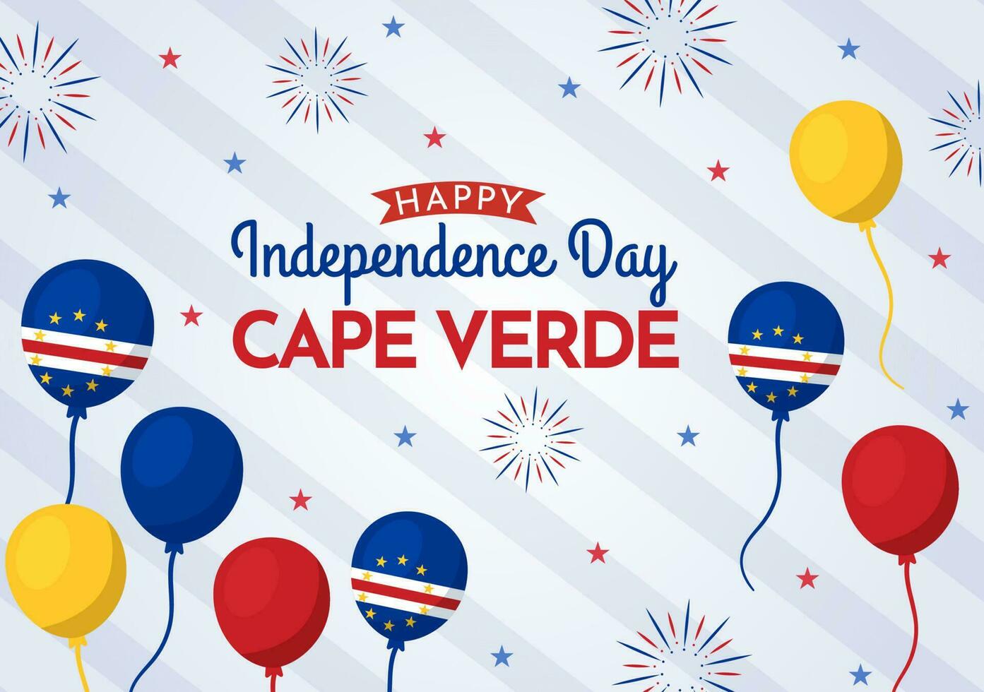 Happy Cape Verde Independence Day Vector Illustration with Waving Flag in Happy Holiday on July 5 Flat Cartoon Hand Drawn Landing Page Templates